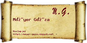 Máyer Géza névjegykártya